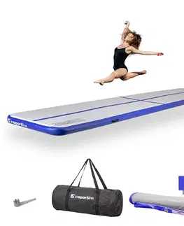 Žinenky Airtrack inSPORTline Airstunt 500x100x10 cm bielo-modrý s elektrickou pumpou