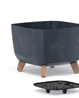 Kvetináče a truhlíky NABBI DGQL300E plastový kvetináč na nožičkách 29 cm antracit