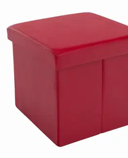 Taburetky KONDELA Tela New taburetka s úložným priestorom červená