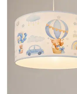 Svietidlá BRILAGI - LED detský luster na lanku BOBO 1xE27/60W/230V, priemer 35 cm, modrý/medvedíky 8590828051367