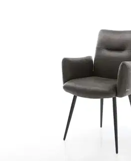 Jedálenské stoličky DELIFE Jedálenská stolička Jova-Flex s opierkami mikrovlákno antracitová vintage 4-nohá zúžená čierna vrecková pružina
