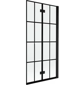 Sprchové dvere MEXEN - MIST vaňová zástena 90x150 cm 6mm 2-s, čierna, dekor, pravá 8A9-090-002-70-77-P