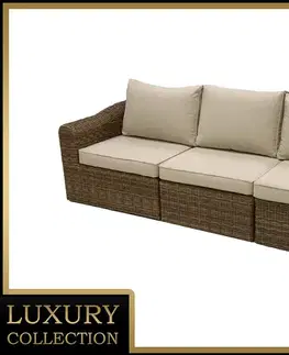 Záhradné stoličky a kreslá DEOKORK Ratanová lavica pre 3 osoby BORNEO LUXURY (hnedá)