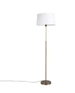Stojace lampy Stojaca lampa bronzová s ľanovým tienidlom bielym 45 cm nastaviteľná - Parte