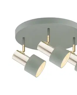 Svietidlá Argon 6007 - Bodové svietidlo DORIA 3xE27/15W/230V zelená/mosadz 6007