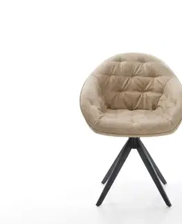 Jedálenské stoličky DELIFE Jedálenská stolička Gaio-Flex mikrovlákno béžová vintage krížová podstava hranatá čierna