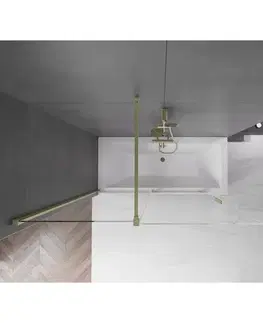 Sprchové dvere MEXEN/S - Velar Dvojkrídlová posuvná vaňová zástena 150 x 150, transparent, zlatá kartáčovaná 896-150-000-01-55