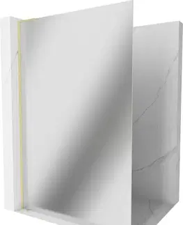 Sprchové dvere MEXEN/S - Kioto L Sprchová zástena WALK-IN 100 x 200, zrkadlové, zlato kartáčovaná 800-100-103-55-50