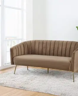 Sedacie súpravy KONDELA Bagy trojsedačka hnedá / zlatá