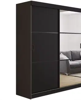 Spálňové šatníkové skrine Skriňa Retro 138 3L grafit/ Dvierka čierna
