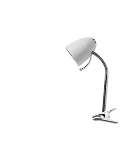 Lampy  B.V.  -  Stolná lampa s klipom 1xE27/11W/230V biela/chróm 130200COU