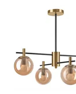 Svietidlá  Luster na tyči LILOU 4xE14/5W/230V zlatá/čierna/dymová béžová LM-4.219