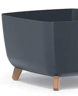Kvetináče a truhlíky NABBI DGQL400 plastový kvetináč na nožičkách 39 cm antracit