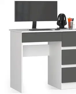 Písacie stoly Moderný písací stôl ZEUS90P, biela / grafit