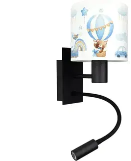 Svietidlá BRILAGI - LED flexibilná lampa BOBO 1xE27/25W/230V + LED/3W čierna/biela/modrá/medvedíky BG1558+BG5585