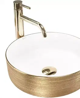 Umývadlá Umývadlo na dosku Sami Gold Brush/White