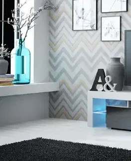 TV stolíky CAMA MEBLE Solo tv stolík biela / čierny lesk