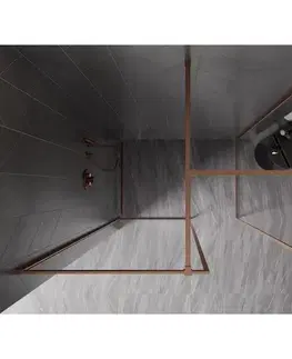 Sprchové dvere MEXEN/S - Kyoto-XF Sprchová zástena WALK-IN s rámom 100x100, transparent 10 mm, meď kartáčovaná 800-100-202-04-65-100-XF