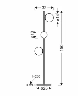 Stojacie lampy Stojacia lampa Kama 3x28W G9 čierno-zlatá, grafitové a jantárové tienidlá, elegantná stojaca lampa, moderný dizajn do obývačky