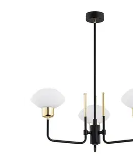 Svietidlá Argon 6166 - Luster na tyči RAVELLO 3xE14/15W/230V čierna/zlatá 6166