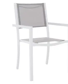 Záhradné stoličky a kreslá KONDELA Dorio záhradná stolička biela / svetlosivá