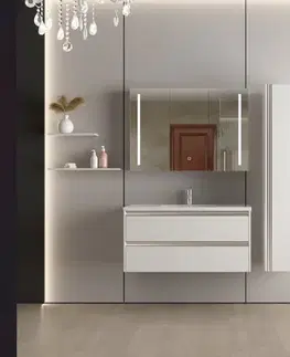 Kúpeľňový nábytok Erga Hana, zrkadlová galérka s LED osvetlením 100x70cm s integrovanou zásuvkou, biela, ERG-V05-HANA-1070-WH