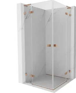 Sprchovacie kúty MEXEN/S - Lunar L Duo sprchovací kút dvere krídlové 115 x 115, transparent, meď kartáčovaná 834L-115L-115P-65-00