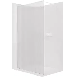 Sprchové dvere CERANO - Sprchová zástena Walk-in Onyx Cube Ľ/P - 8 mm - hranatá vzpera - biela matná, ryhované sklo - 80x200 CER-8050BD566