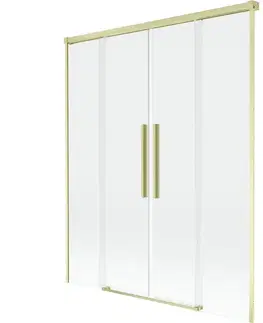 Sprchové dvere MEXEN/S - Rox vaňová zástena 2-krídlová posuvná 160 x 150, transparent, zlatá kartáčovaná 8C9-160-002-55-00