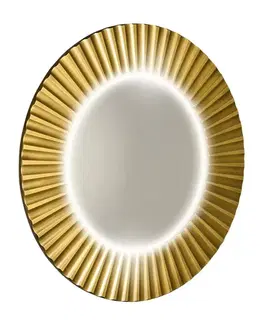 Kúpeľňové zrkadlá SAPHO - PRIDE STRIP guľaté zrkadlo s LED osvetlením v ráme, priemer 75cm, zlato PD750