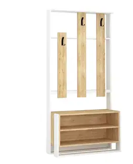 Nemý sluha Nástenný vešiak s botníkom Chester White and Oak