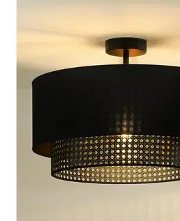 Svietidlá  - Prisadený luster BOHO RATTAN 1xE27/15W/230V pr. 45 cm čierna 604666