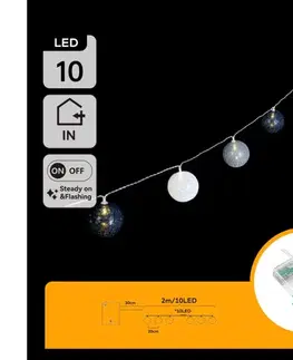 Vianočné dekorácie  B.V.  - LED  reťaz 10xLED/3xAA 2m teplá biela B103033WV