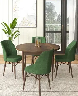Jedálenské sety Dining Table & Chairs Set (5 Pieces) Rox - Baroque, Khaki