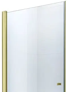 Sprchovacie kúty MEXEN - Pretoria sprchové dvere krídlové 80, transparent, zlatý sa stenovým profilom 852-080-000-50-00
