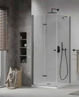 Vane MEXEN/S - Lima sprchovací kút 80x80, transparent, čierna + biela vanička so sifónom 856-080-080-70-00-4010B