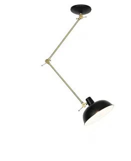 Stropné osvetlenie Retro stropné svietidlo čierne s bronzom - Milou
