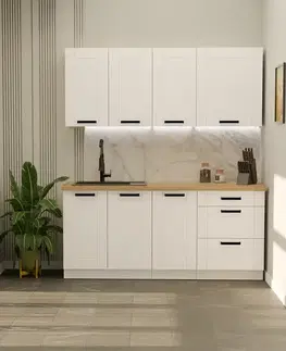 Modulový kuchynský nábytok Kuchynská linka Luna Biely/Biely 180cm bez pracovnej dosky