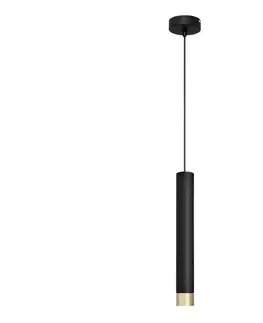 Svietidlá  LED Luster na lanku TUBA 1xGU10/4,8W/230V čierna/zlatá W-KM 1111/1 BK+GO