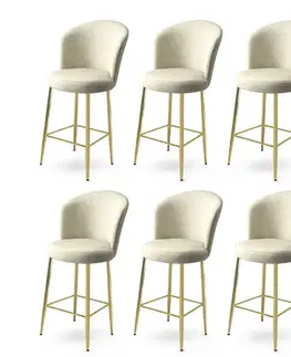 Barové stoličky Bar Stool Set (6 Pieces) Fora - Cream, Gold