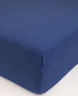 Plachty MKLozkoviny.sk Jersey prostěradlo s elastanem 140 × 200 cm – tmavě modré
