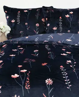 Obliečky MKLozkoviny.sk Predĺžené obliečky mikroplyš Exclusive – Vlčie maky tmavo modré - 140 × 220 cm - 70 x 90 cm