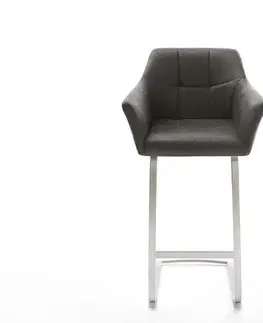 Barové stoličky DELIFE Barová stolička Yulo-Flex vintage antracitová jedálenská stolička plochý nerezová oceľ