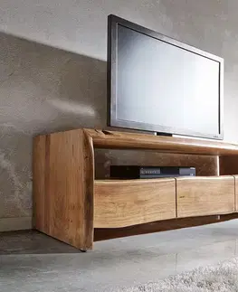 Televízne stolíky DELIFE TV stolík Live-Edge 145 cm akácia prírodná priehradka 3 zásuvky