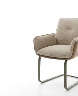 Jedálenské stoličky DELIFE Jedálenská stolička Nela-Flex zmiešané materiály tmavobéžová jedálenská stolička plochý titánové efektové prevedenie