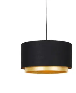 Závesné svietidlá Moderné závesné svietidlo čierne so zlatom 47 cm Duo tienidlo - Combi