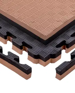 Podložky na cvičenie Puzzle tatami podložka inSPORTline Malmeida 100x100x4 cm mocha mousse-čierna, vzor 5 prúžkov