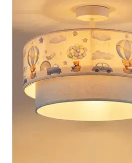 Svietidlá BRILAGI-LED Detský prisadený luster BOBO 1xE27/60W/230V pr.40cm krém./modrá/medvedík 8590828051237