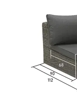 Záhradné stoličky a kreslá DEOKORK Ratanový rohový diel BORNEO LUXURY (sivá)