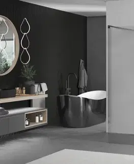 Sprchové dvere MEXEN/S - Kioto Sprchová zástena WALK-IN voľne stojaca 120 x 200, prúžky 8 mm, čierna 800-120-002-70-09